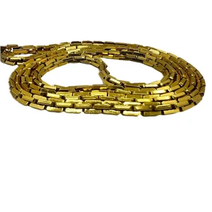 VTG Monet Long Gold Tone Box Link Chain Necklace Heavy Statement 36 in - Picture 1 of 11