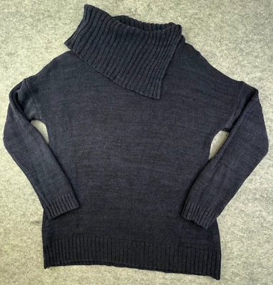 Matty M Turtleneck Sweater Womens Large Blue Knit Ribbed Long Sleeve Stretch - Image 1 of 4