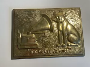 Vintage rzadka RCA Brass "His masters Voice" Tablica pracownicza PIĘKNY KAWAŁEK RZADKI - Zdjęcie 1 z 4