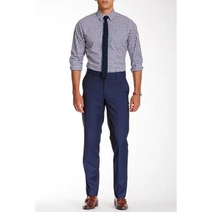 Ike Behar Mens Wool Flat Front Dress Suit Slacks Pants Navy 40 NWT - Picture 1 of 3