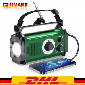 6in1 Solar Radio Multifunktion 10000mAh AM/FM Kurbel LED tragbar Notfallradio EU - Bild 1 von 9