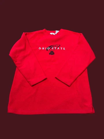 Ohio State Buckeyes Embroidered Spell Out VTG Red Fleece Sweatshirt Large Cover