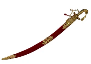 Vaina Ceremonial Boda Talwar/Espada Terciopelo Rojo Hoja de Acero Inoxidable - Imagen 1 de 11