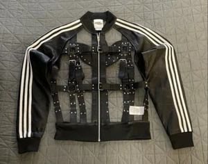 Adidas Originals X Jeremy Scott US Sz M Unisex Bondage Cage LEATHER Black Jacket - Picture 1 of 7