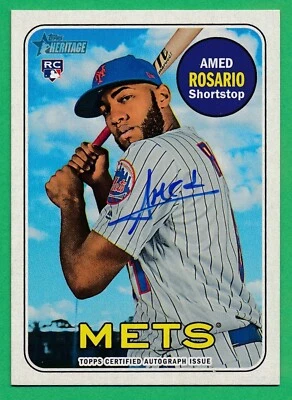 2018 Topps Heritage AMED ROSARIO REAL ONE AUTOGRAPHS ROOKIE Mets - Image 1 of 2