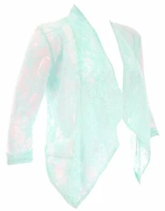 Damen elegante neuwertige grüne Spitze Bolero Damen 3/4-Ärmel leichte Jacke Cardigan - Bild 1 von 4