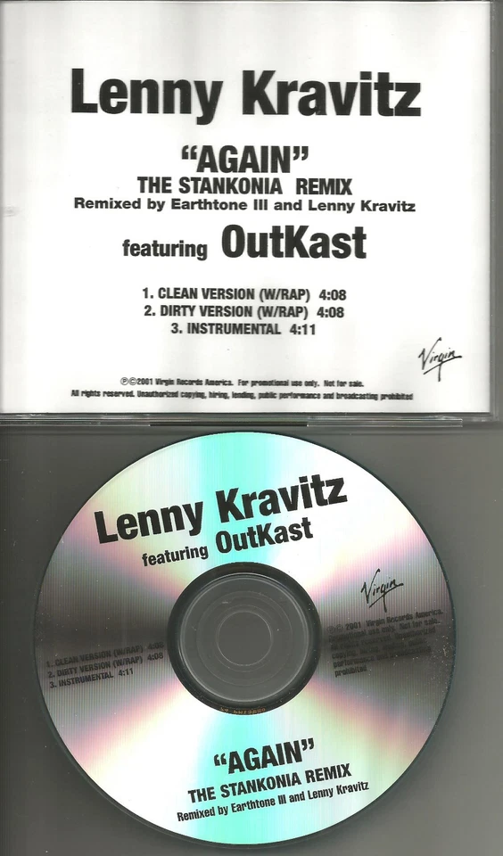 LENNY KRAVITZ & OUTKAST Again REMIXES & CLEAN & INSTRUMENTAL PROMO DJ CD Single  Foto 1 de 1