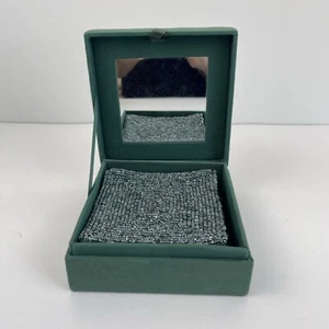 Vintage Silver Beaded Cloth Coasters In Mirror Box 4” x 4” set of 6 Xmas - Bild 1 von 12