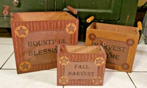 Honey & Me Fall Harvest Stack Set Boxes Primitive Look * 2005 Retired - Picture 1 of 9