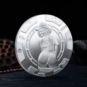 Silber You Win You Lose Sexy Lady Heads Tails Challenge Medaille Münze - Bild 1 von 5