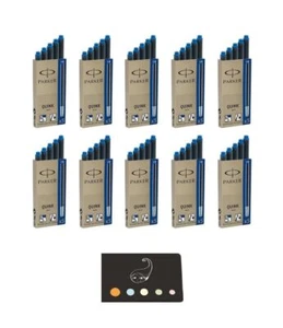 Parker Quink Tintenpatronen lang Blau 50 Stück + 1 Lineal aus Holz "Katze" Bl... - Bild 1 von 2