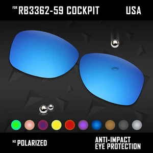 Anti Scratch Polarized Replacement Lenses for-Ray Ban RB3362-59 Cockpit Options - Picture 1 of 12