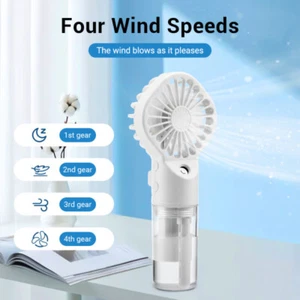 Handheld Water Spray Mist Fan 4 Speed USB Rechargeable Portable Mini Fan Cooler - Picture 1 of 14