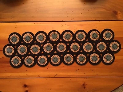 ALFOMBRA DE CENTAVO DE FIELTRO DE LANA PRIM ALFOMBRA DE VELA PARA CORREDOR DE MESA NEGRA, CAMELLO Y AZUL COLONIAL Foto 1 de 4