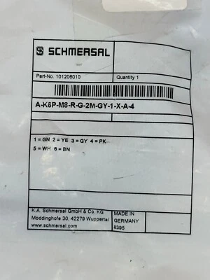 New Schmersal A-K6P-M8-R-G-2M-GY-1-X-A-4 cable - Image 1 of 4