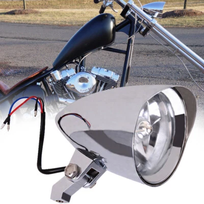 Chrome Motorcycle Visor Bullet Headlight Lamp For Harley Bobber / Chopper Custom - Image 1 of 4