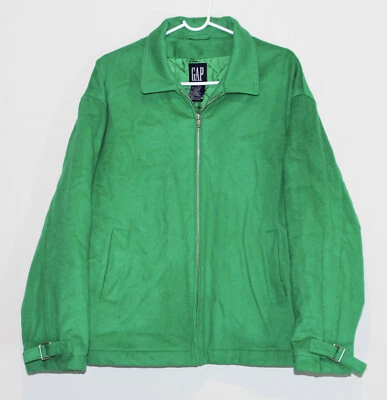 Gap Vintage Lime Green Wool Cashmere Side & Cuff Cinch Buckle Jacket Men's Large - Image 1 of 4