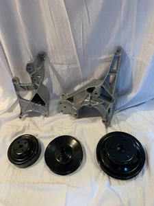 Chevrolet GM Small Block V8 AC PS Alt. Bracket Serpentine  Pulleys Powder Coated - Picture 1 of 14