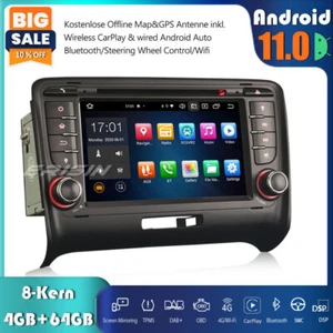 8-Kern DAB+Android 11 Autoradio GPS CarPlay DSP SWC WiFi Navi CD für AUDI TT MK2 - Bild 1 von 12