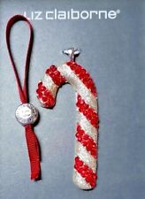 2019 Liz Claiborne Silver Tone Candy Cane Christmas Ornament / Pendant Jewelry