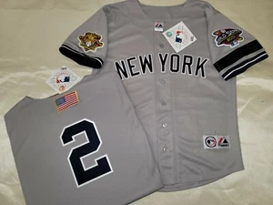 1304 Majestic 2001 Serie Mundial Yankees de Nueva York Derek Jeter JERSEY cosida gris - Imagen 1 de 1