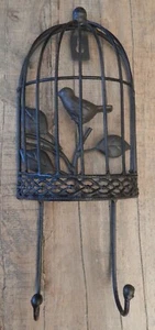 Double hook Birdcage Metal 2 hooks Wall mounted Vintage style Home - Picture 1 of 7