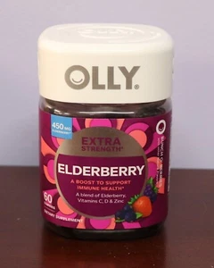 NEW Olly EXTRA STRENGTH Elderberry Immune Health *60* Berry Gummies Exp 11/2025 - Picture 1 of 7