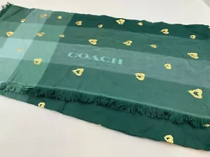 Sciarpa Coach F23789 Fiore Selvatico Cuore Teal Nuova con etichette - Foto 1 di 4