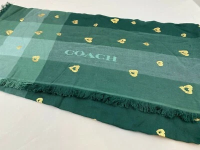 Bufanda Coach F23789 flor salvaje corazón verde azulado nueva con etiquetas Foto 1 de 4