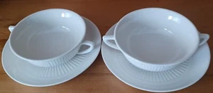 Vintage 2er Set Ironstone Wm Adams & Sons flache Suppenschüsseln mit Untertassen Micratex - Bild 1 von 12