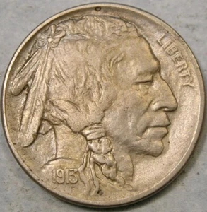 1913 S BUFFALO INDIAN HEAD NICKEL ATTRACTIVE BEAUTY FULL HORN SCARCE SEMI-KEY T2 - Bild 1 von 4