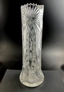 Antique Val St. Lambert VSL Brilliant Period Cut Cut Glass 13 3/4" Vase c1908 - Picture 1 of 18
