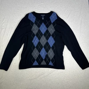 Garret Scott Modern Fit Argyle Sweater V-Neck Pullover Extra Fine Merino Size XL - Picture 1 of 10