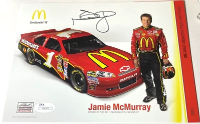 Foto a color doblada 9 x 7 firmada por Jamie McMurray NASCAR Racing certificado de autenticidad JSA EX+ estado Foto 1 de 4