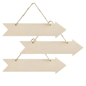 3pcs Unfinished Wood Sign Blank Arrow Shape Hanging Wooden Plaque DIY Craft P... - Picture 1 of 7