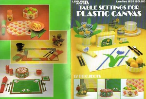 Table Settings Plastic Canvas Pattern Book Tulips Mushrooms Christmas 1982 VTG - Picture 1 of 1