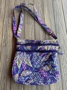 Vera Bradley Quilted Crossbody Bag In Purple Floral Pattern With Adjustable Stra - Picture 1 of 6