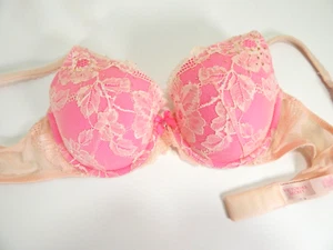 Victoria's Secret Body by Victoria Bra 34 C Lined Underwire Floral Lace Beige/Pi - Picture 1 of 5