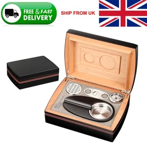 Cedar Wood Cigar Humidor Box Humidifier Hygrometer Fit 30 Holder Large Capacity - Picture 1 of 10