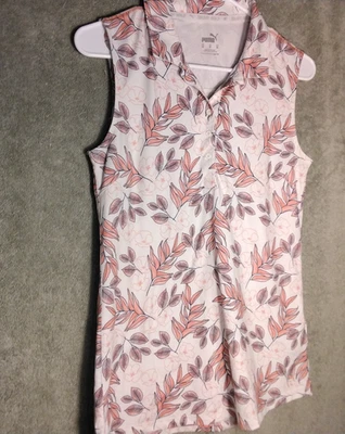 Camiseta sin mangas Puma Enjoy Golf para mujer talla XS blanca melocotón floral pulóver sin mangas Foto 1 de 4