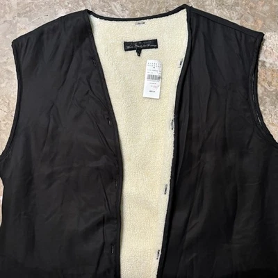 Rag & Bone Vest Mens Size 44 Black Sherpa Lined Lace Up Western Barneys NEW $895 - Image 1 of 4