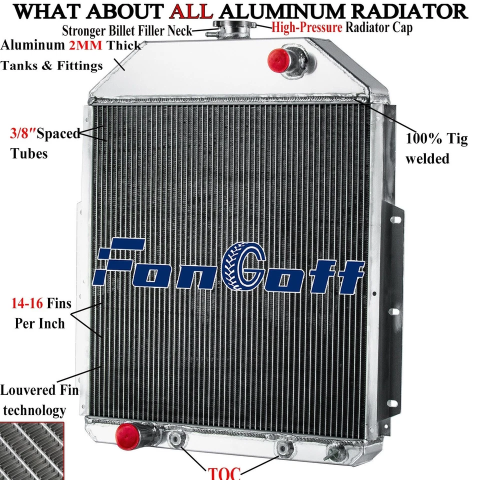 3ROW CORE Aluminum Radiator For 1942-1952 Ford F1 F2 F3,F4 Pickup Ford V8 Engine Foto 1 de 4