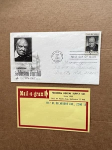 US 1965 FDC +Churchill Memorial #1264 +Dental Supply Co Enclosure +Cachet - Picture 1 of 2