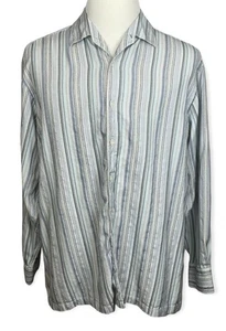 Tommy Bahama Herren blau gestreift Button Down 100% Seide Langarm Hemd Größe XL - Bild 1 von 9