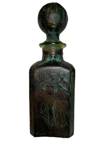 Vintage Leder umwickelt Dekanter Flasche Italien Da Firenze Maggie Con Amore 1973 - Bild 1 von 8