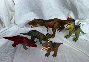 Lot 5 Jurassic World Large Dinos T Rex battle damage / Roar Sound moveable jaws - Picture 1 of 8