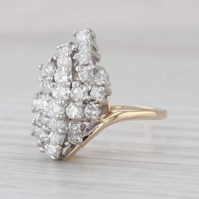 0.78ctw Diamond Cluster Ring 14k Yellow White Gold Cocktail - Image 1 of 4