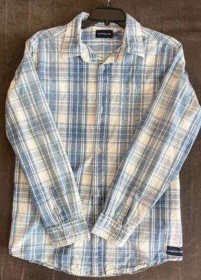 Camisa xadrez azul manga longa CALVIN KLEIN masculina XL 18/20 com botões - Imagem 1 de 4