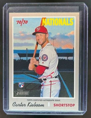 2019 Topps Heritage Carter Kieboom Real One High Number Auto RC Red Ink #70/70 - Image 1 of 2