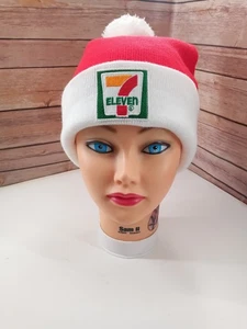 Cappello Babbo Natale 7-Eleven maglia berretto rosso bianco pom pom berretto logo ricamato vacanza - Foto 1 di 5